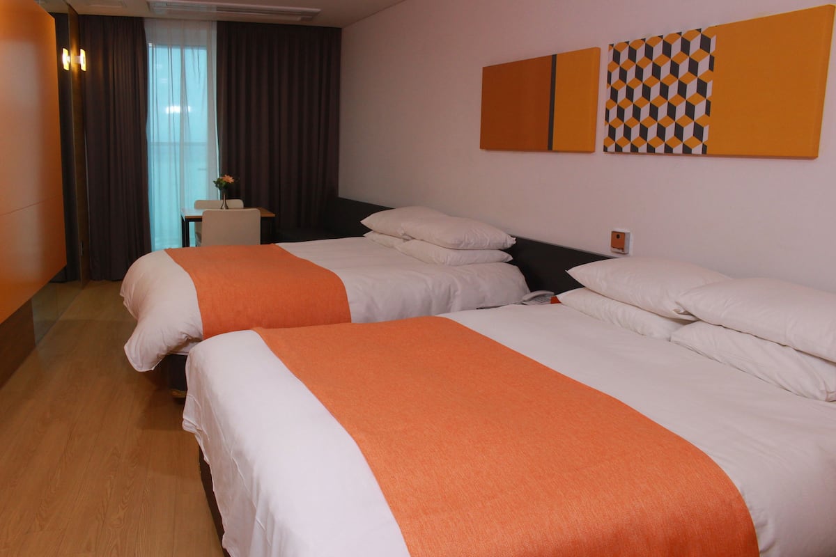 Family Twin Room, 2 Double Beds, Ocean View | Down duvets, soundproofing, free WiFi, bed sheets