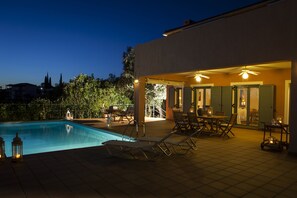 Front of property – evening/night - Villa Eleni (Kefalonia)