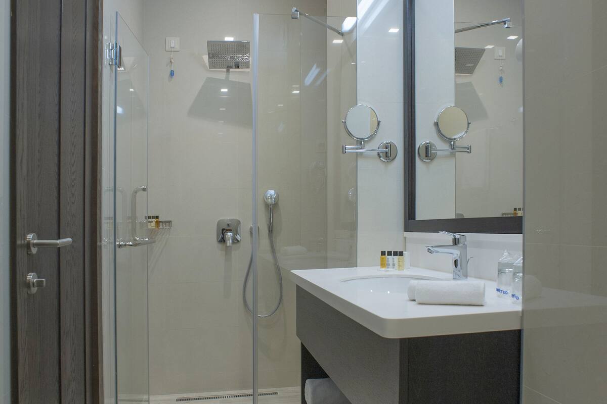 free toiletries, hair dryer, bathrobes, slippers