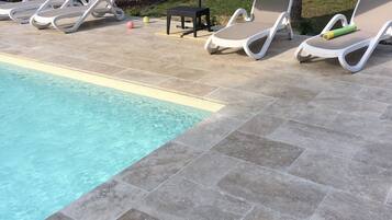 Outdoor pool, pool loungers