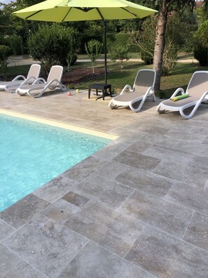 Outdoor pool, pool loungers