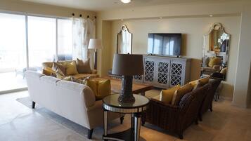 Vila Premium, 3 kamar tidur, pemandangan samudra, menghadap laut | Ruang keluarga