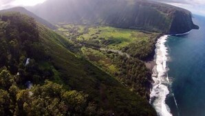 A coastal landscape with a prominent cliff and ocean. - Fairways at Mauna Lani 1305 (Kamuela)