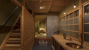 Phòng truyền thống, 1 phòng ngủ, bếp, quang cảnh vườn (Umenoki-an) | Bếp riêng | Dụng cụ pha cà phê/trà, tủ lạnh, lò vi sóng, bếp nấu 