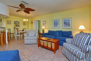 Standard Apartment, 3 Bedrooms | Living room | DVD player - Island Dawn (Holmes Beach)