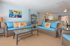Standard Apartment, 3 Bedrooms | Living area | DVD player - Breezy Daze (Holmes Beach)