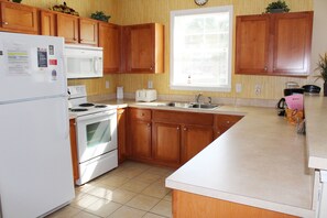 Fridge, microwave, coffee/tea maker