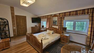 Grand kamer, 1 kingsize bed | 1 slaapkamer, luxe beddengoed, een kluis op de kamer