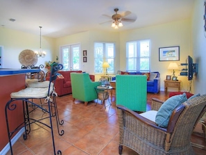 Standard Apartment, 4 Bedrooms | Living area | DVD player - Mediterranean Canal Retreat (Anna Maria)