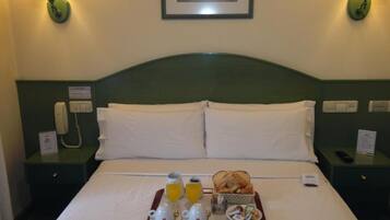 Hypo-allergenic bedding, down duvets, minibar, desk