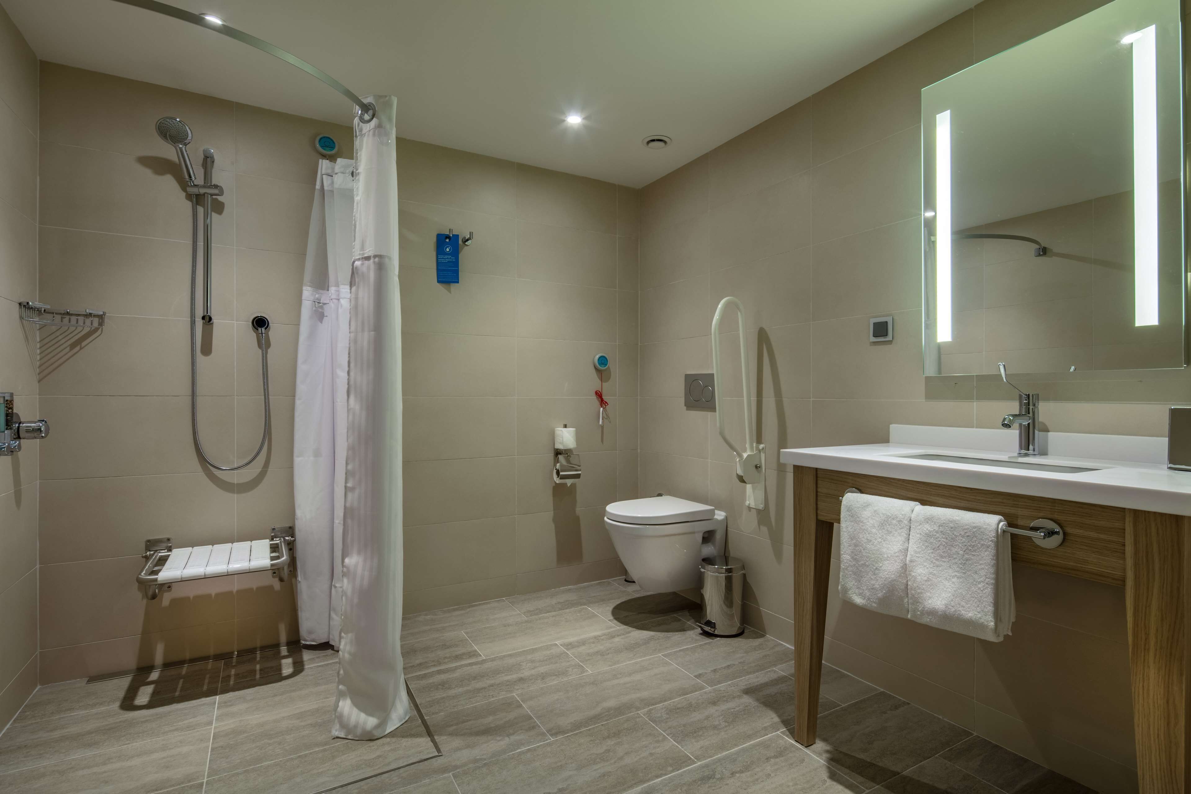 Chambre Familiale, 1 grand lit, accessible aux personnes à mobilité réduite, non-fumeurs | Salle de bain | Douche, articles de toilette gratuits, sèche-cheveux