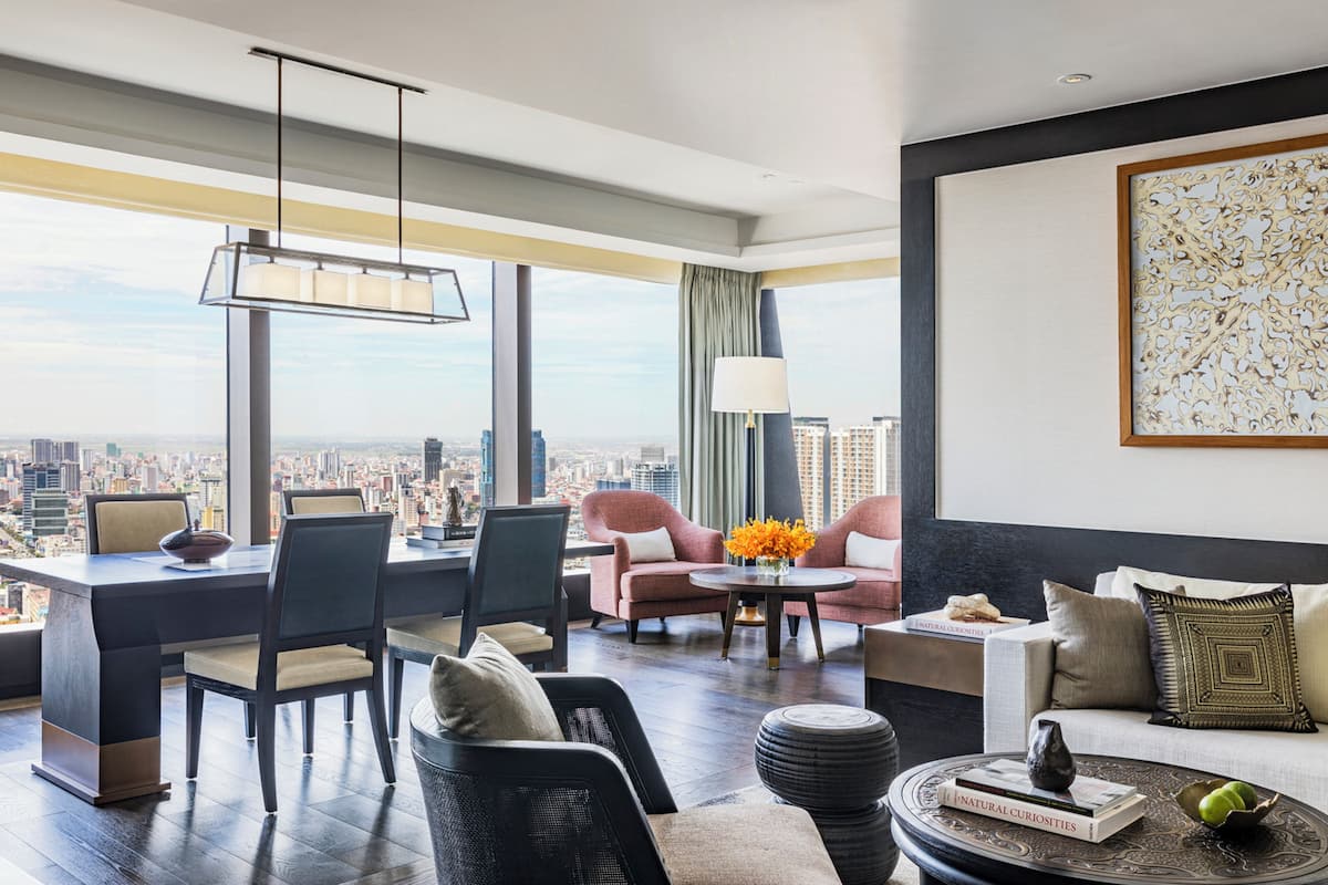 Suite (Phnom Penh) | Living area | 55-inch LCD TV with satellite channels, TV