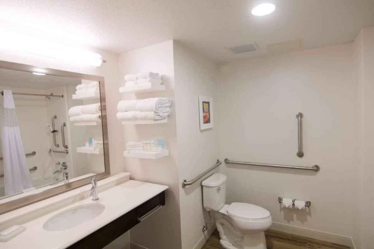 Bathroom | Shower, free toiletries, hair dryer, towels