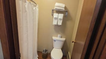 Bañera con ducha, artículos de tocador gratuitos, secador de pelo