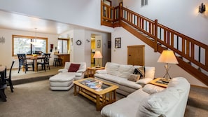 Family Apartment, 4 Bedrooms | Living room | Flat-screen TV, fireplace, DVD player, table tennis - Backwoods 3 (Bend)