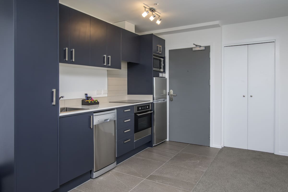 fridge, microwave, stovetop, dishwasher