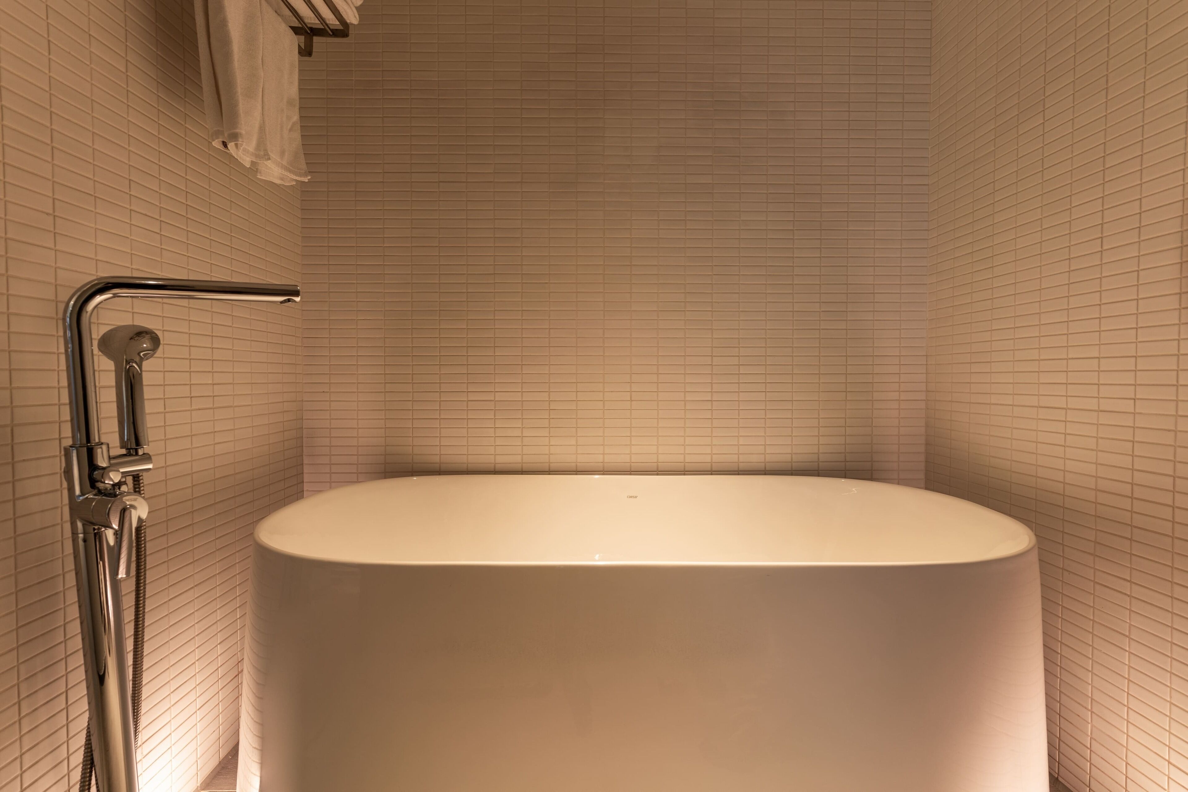 hair dryer, slippers, towels, soap