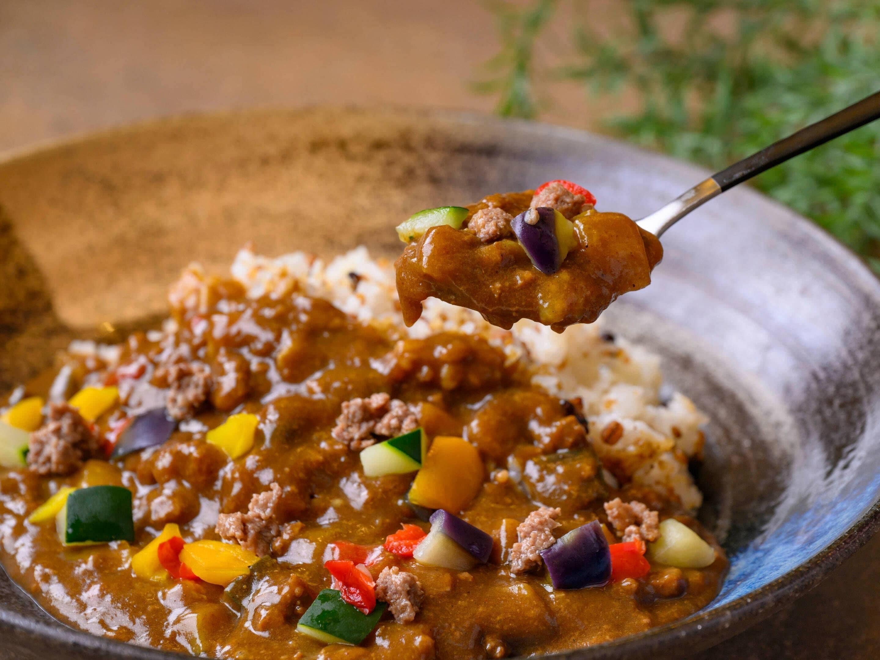 A bowl of stew with meat and vegetables.