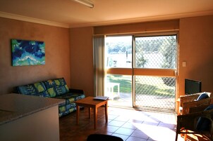 Comfort Apartment, 1 Bedroom, Lake View (Unit 1) | Living area | Flat-screen TV, DVD player