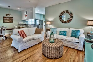 House, 3 Bedrooms (163 Patina Blvd.) | Living area | DVD player - Magnolia Cottages 163 Patina 3 Bedroom Holiday Home By Coastal Dreamin (Panama City Beach)