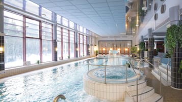 Indoor pool, outdoor pool, open open 24 hours a day, lifeguards on site