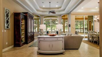 Luxury-Haus, 4Â Schlafzimmer, Poolblick, Poolseite | Wohnbereich