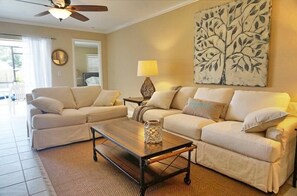 Luxury House, 3 Bedrooms, Pool View, Poolside | Living room | DVD player