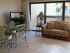 Comfort Condo, 2 Bedrooms, Canal View | Living area - Cove II 431F 2 Bedroom Condo By Midnight Cove II (Siesta Key)