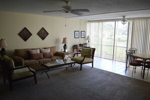 Comfort Condo, 2 Bedrooms, Lagoon View | Living area - Cove II 713F 2 Bedroom Condo By Midnight Cove II (Siesta Key)
