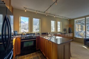 Family Condo, 1 Bedroom, Mountainside | Private kitchen | Fridge, microwave, oven, stovetop