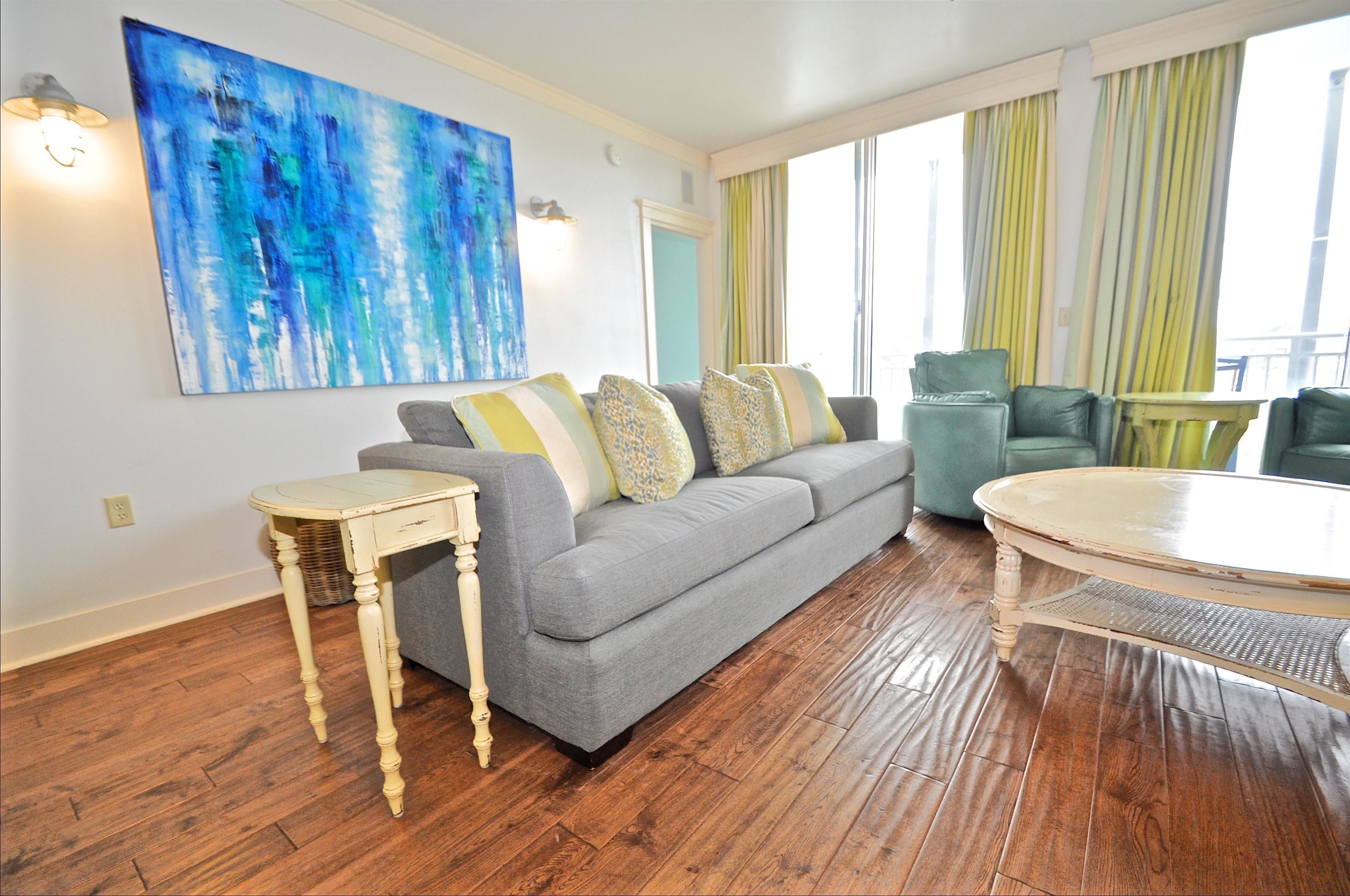 公寓客房, 2 間臥室, 海灘景觀 | 客廳 |  DVD 播放機