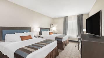 Desk, blackout curtains, soundproofing, iron/ironing board