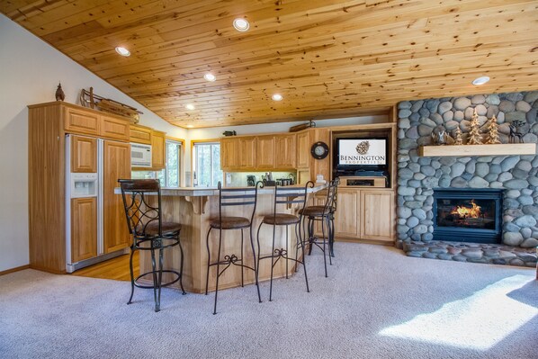 Family Apartment, 3 Bedrooms | Living area | TV, fireplace, DVD player