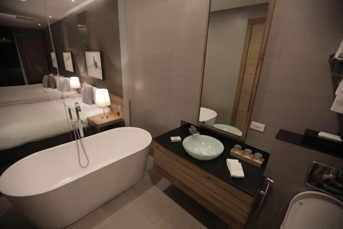 Bathroom | Hair dryer, bathrobes, slippers, bidet