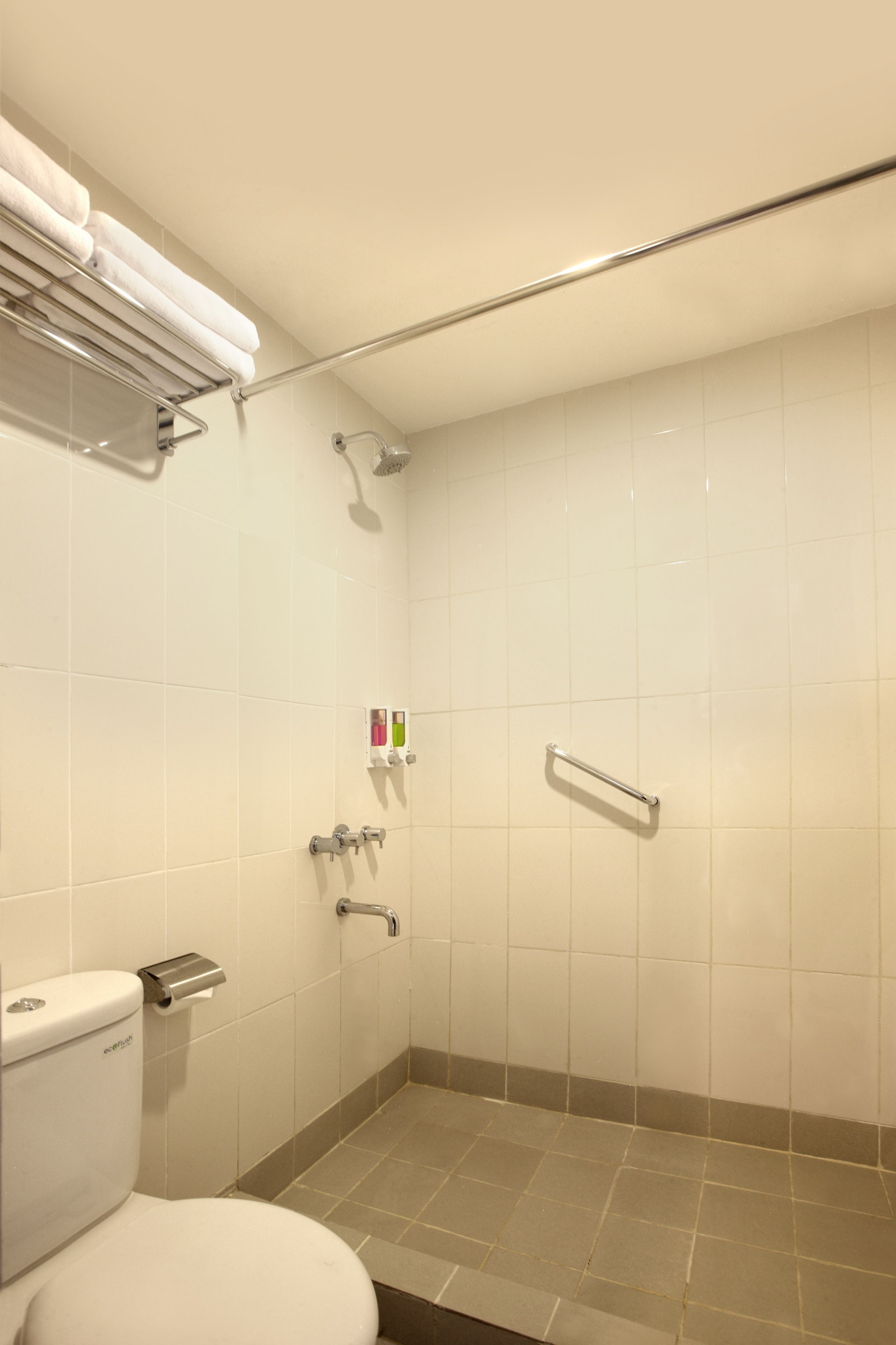 room (smart twin) | bathroom | shower, free toiletries, slippers, towels