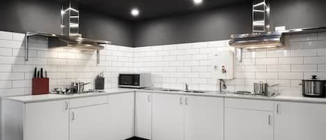 Fridge, microwave, coffee/tea maker