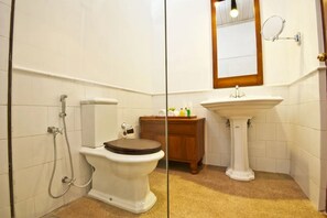 Shower, free toiletries, towels