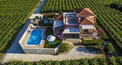 Cretan Vineyard Hill Villa Private Pool, Panoramic View, Beautiful Vineyard
