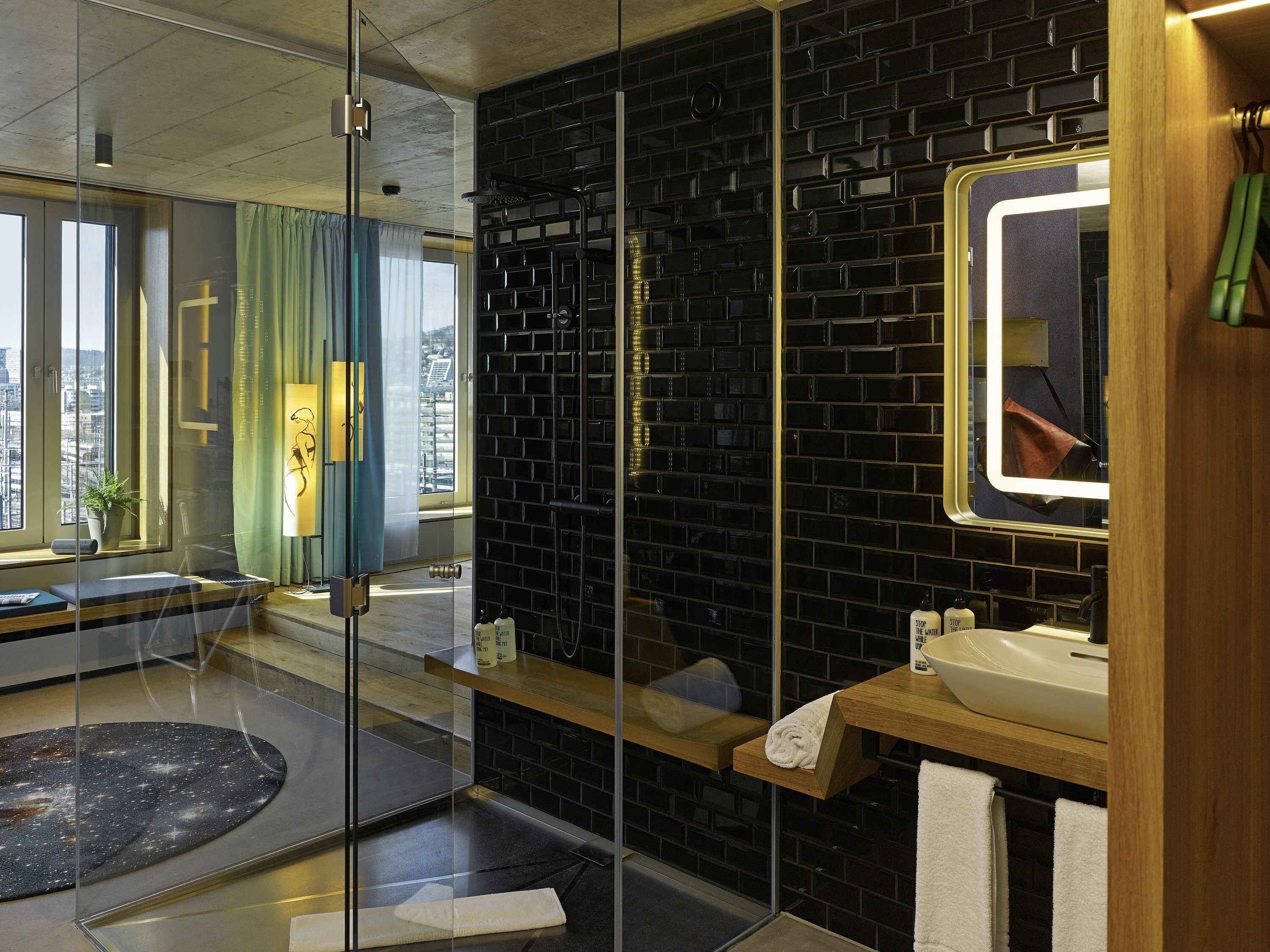 extra large | bathroom | shower, rainfall showerhead, designer toiletries, hair dryer