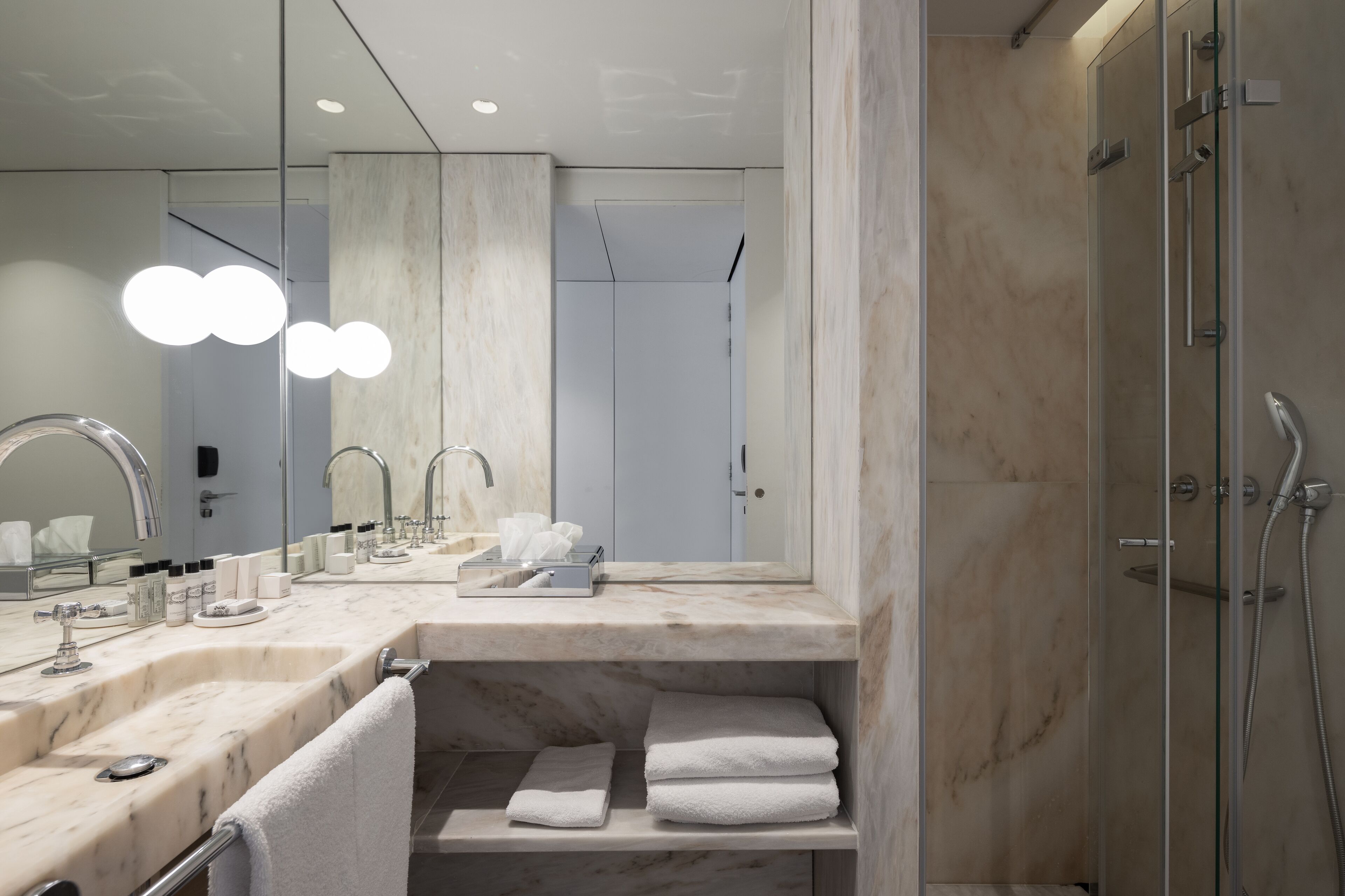 shower, free toiletries, hair dryer, bathrobes