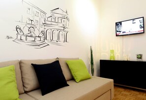 อพาร์ทเมนท์, 2 ห้องนอน (Via Roma Libera, 23) | บริเวณนั่งเล่น | ทีวีจอแบน