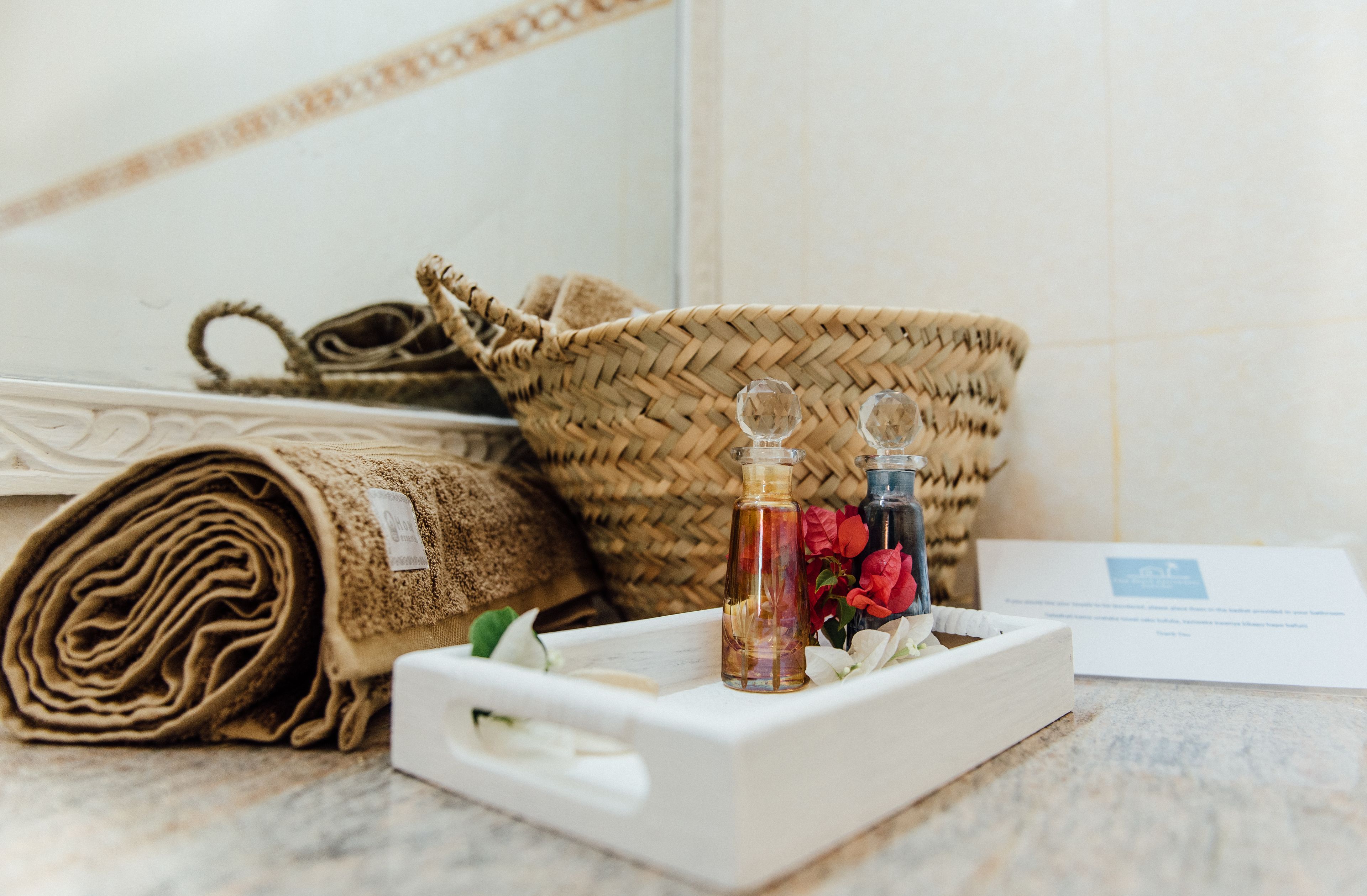 two bedroom pool view apartment | bathroom | shower, free toiletries, hair dryer, towels