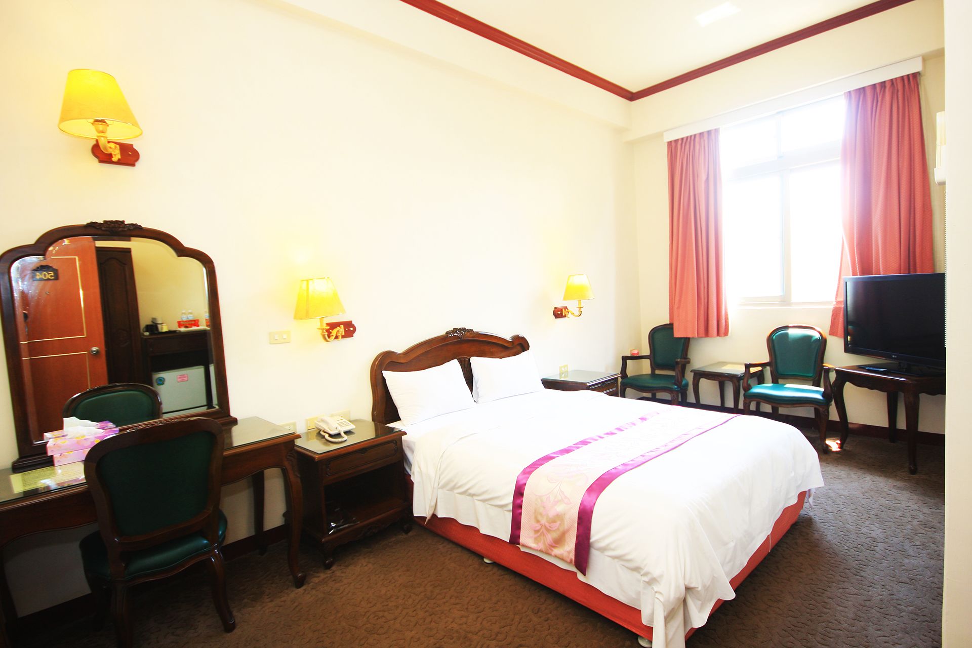 individually decorated, desk, blackout curtains, soundproofing