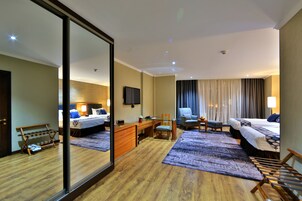 Deluxe Twin Room | Living area | 40-inch flat-screen TV with cable channels, TV, pay movies