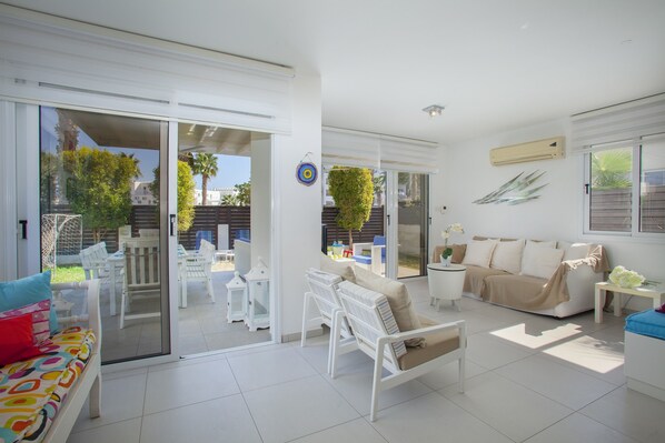 Villa, 3 Bedrooms | Living area | Flat-screen TV, DVD player - Protaras Villa Passion (Paralimni)