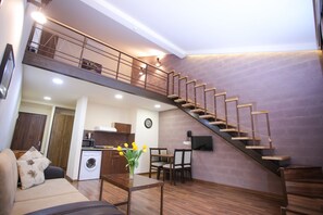 Standard Apartment, 1 Bedroom, Balcony, City View (No. 51) | Living area | Flat-screen TV - My Apartments Yerevan (Yerevan)