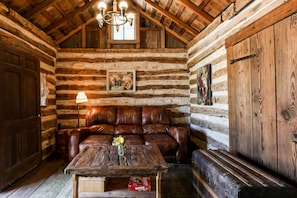 Cabin (Francesca's) | Living area | TV, fireplace