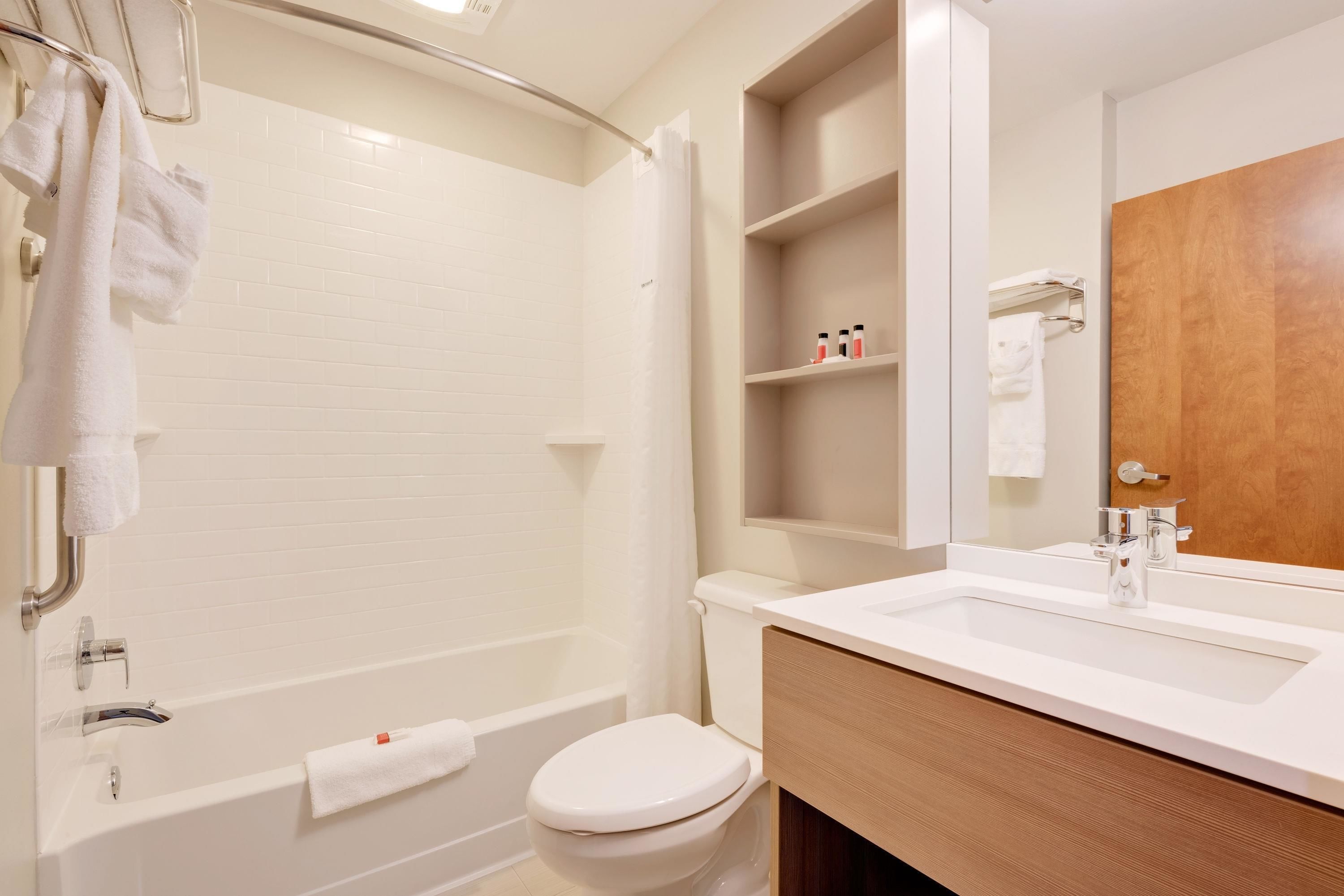 free toiletries, hair dryer, towels