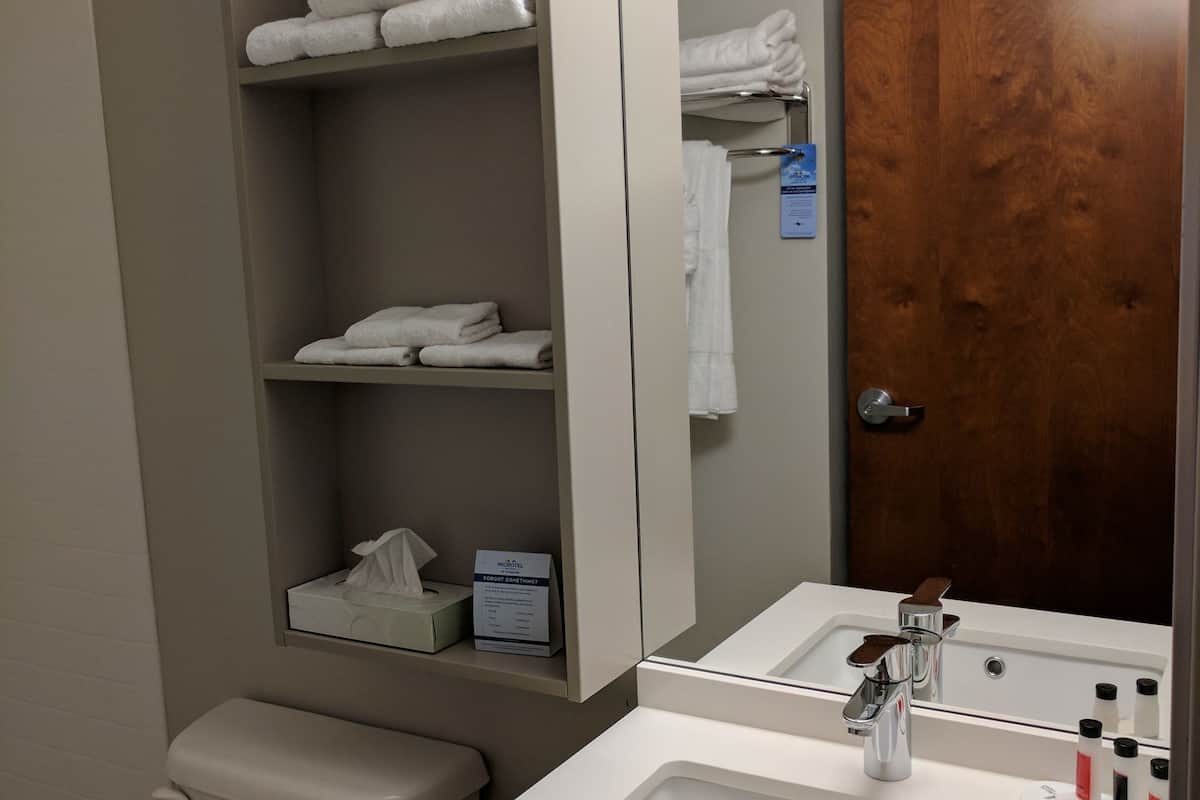 free toiletries, hair dryer, towels