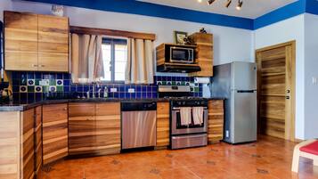 Deluxe Villa, 2 Bedrooms, Non Smoking, Sea View (Eagle Ray Suite) | Private kitchen | Fridge, microwave, stovetop, coffee/tea maker